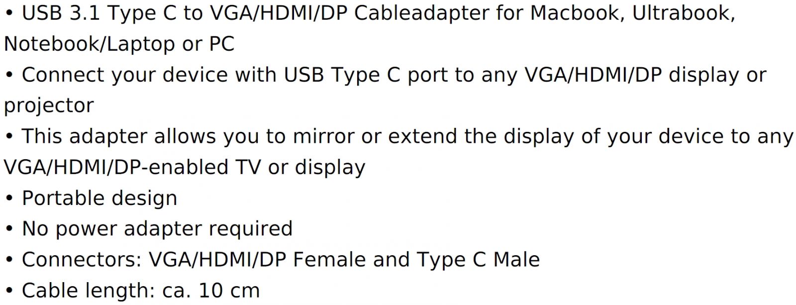 מתאם USB TYPE C VGA HDMI DISPLAY PORT ROLINE 12.03.3230 TEXT